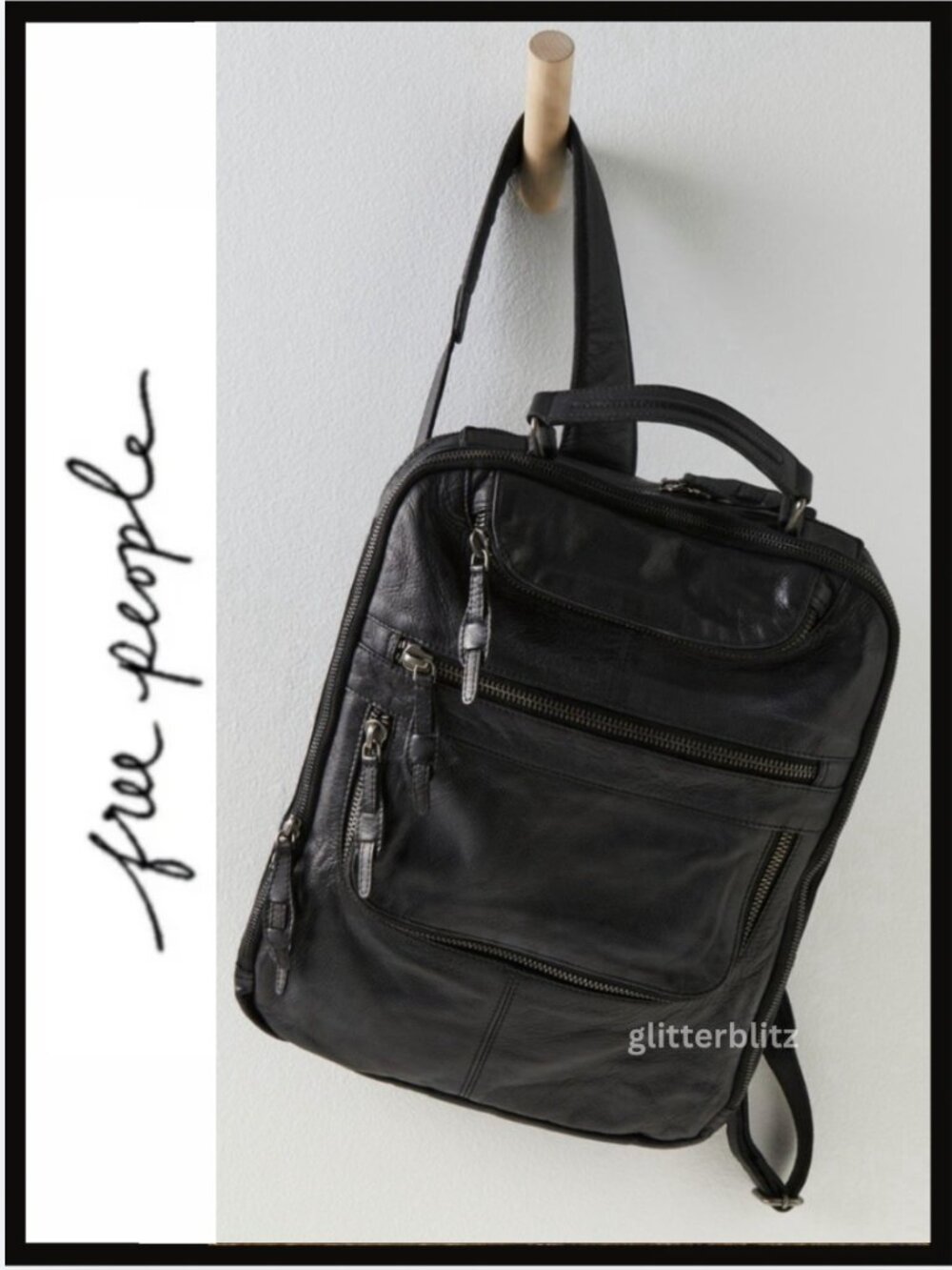 Free People East End Leather Backpack in True Black - FACTORY SEALED - LAST ONE!